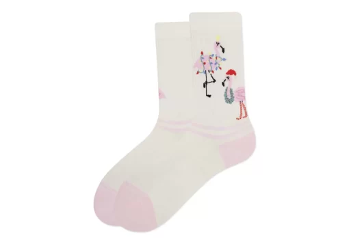 Damen TOMS *Light Cushioned Crew Socks Flamingos White Flamingo